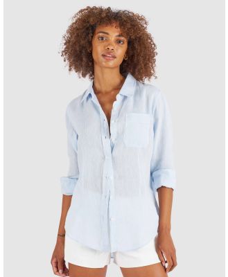CAMIXA - Lina Linen Shirt - Casual shirts (Azure) Lina Linen Shirt