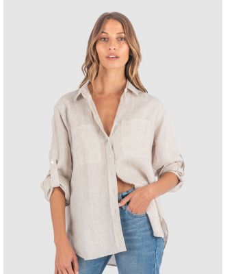 CAMIXA - Luna Oversize Linen Shirt - Casual shirts (Oat) Luna Oversize Linen Shirt