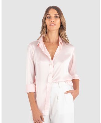 CAMIXA - Satin Silk Shirt - Shirts & Polos (Pink) Satin Silk Shirt