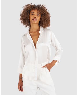 CAMIXA - Satin Silk Shirt - Shirts & Polos (White) Satin Silk Shirt