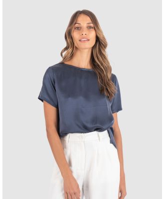 CAMIXA - Teena Satin Silk T shirt - T-Shirts & Singlets (Blue) Teena Satin Silk T-shirt