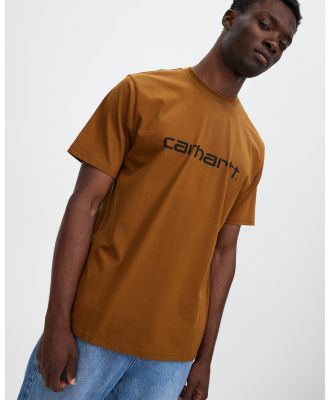 Carhartt - SS Script T Shirt - T-Shirts & Singlets (Deep H Brown & Black) SS Script T-Shirt