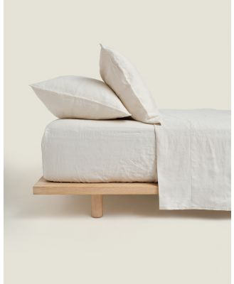 Carlotta + Gee - 100% Linen Fitted Sheet - Home (Nude) 100% Linen Fitted Sheet