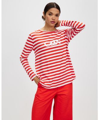 Cartel & Willow - Lola Long Sleeve Top - T-Shirts & Singlets (Campari Stripe) Lola Long Sleeve Top