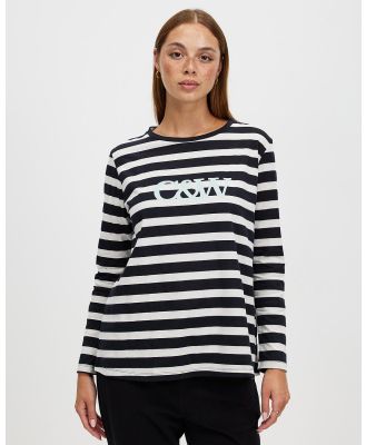 Cartel & Willow - Lola LS Top - T-Shirts & Singlets (Black & White Stripe) Lola LS Top