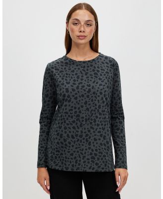 Cartel & Willow - Lola LS Top - T-Shirts & Singlets (Charcoal Leopard) Lola LS Top