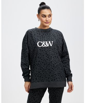 Cartel & Willow - Peta Sweater - Sweats (Charcoal Leopard) Peta Sweater
