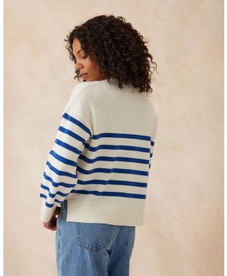 Ceres Life - Boxy Knit With Embroidery Off White - Jumpers & Cardigans (OFF-WHITE) Boxy Knit With Embroidery Off-White