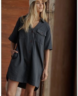 Ceres Life - Boxy Shirt Dress - Dresses (BLACK) Boxy Shirt Dress