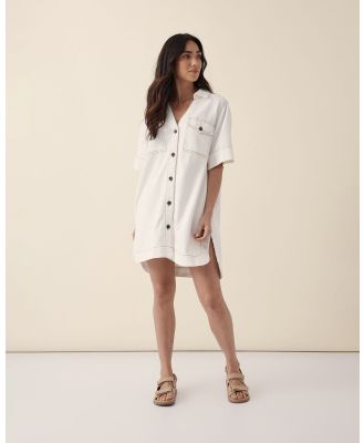Ceres Life - Boxy Shirt Dress Off White - Dresses (OFF-WHITE) Boxy Shirt Dress Off-White
