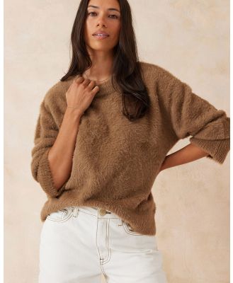 Ceres Life - Fluffy Cocoon Knit Brown - Jumpers & Cardigans (BROWN) Fluffy Cocoon Knit Brown