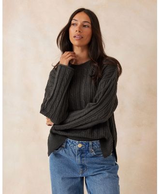Ceres Life - Soft Cable Knit Charcoal - Jumpers & Cardigans (CHARCOAL) Soft Cable Knit Charcoal