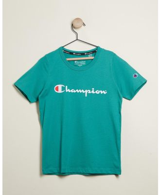 Champion - Script SS Tee   Kids Teens - T-Shirts & Singlets (Emerald Sea) Script SS Tee - Kids-Teens