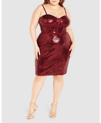 City Chic - Girly Sequin Dress - All onesies (Red) Girly Sequin Dress