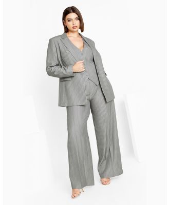 City Chic - Jazmin Pinstripe Jacket - Blazers (Grey) Jazmin Pinstripe Jacket