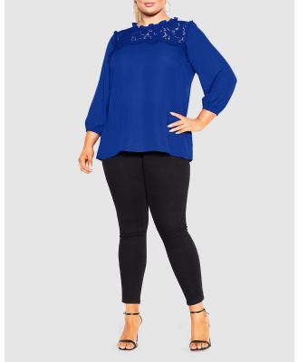 City Chic - Lace Angel Elbow Sleeve Top - Casual shirts (Blue) Lace Angel Elbow Sleeve Top