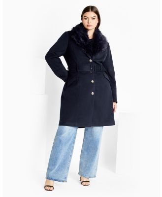 City Chic - Selena Coat - Trench Coats (Navy) Selena Coat