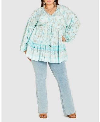 City Chic - Spirited Floral Tunic - Shirts & Polos (Green) Spirited Floral Tunic