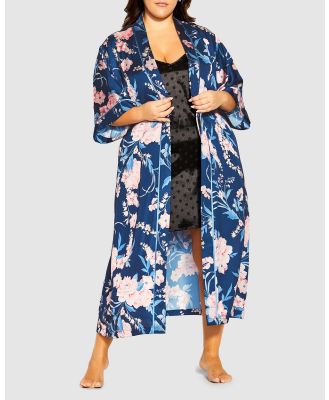 City Chic - Victoria Robe - Sleepwear (Navy) Victoria Robe