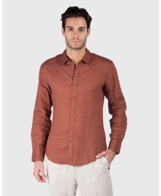 Coast Clothing - Long Sleeve Linen Shirt: Burnt Orange - Casual shirts (Burnt Orange) Long Sleeve Linen Shirt: Burnt Orange