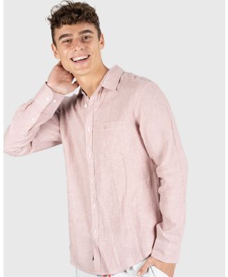 Coast Clothing - Long Sleeve Linen Shirt: Coral Marle - Casual shirts (Coral) Long Sleeve Linen Shirt: Coral Marle