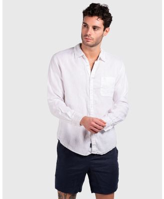 Coast Clothing - Long Sleeve Linen Shirt: White - Shirts & Polos (Navy) Long Sleeve Linen Shirt: White