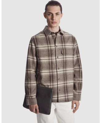 COS - Checked Wool Flannel Overshirt - Casual shirts (Beige Medium Dusty) Checked Wool-Flannel Overshirt