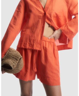 COS - Linen Drawstring Shorts - Shorts (Orange Bright) Linen Drawstring Shorts