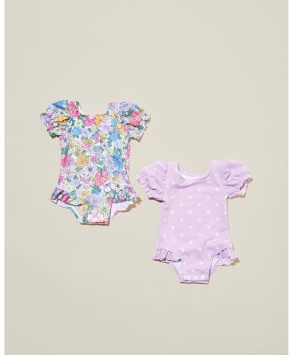 Cotton On Baby - 2 Pack Rosie Puff Sleeve Swimsuit   Babies - One-Piece / Swimsuit (Vintage Lilac Sam & Vanilla Quinn Floral) 2-Pack Rosie Puff Sleeve Swimsuit - Babies