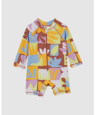 Cotton On Baby - Cameron Long Sleeve Swimsuit   Babies - Rash Suits (Perfect Pear & Papercut) Cameron Long Sleeve Swimsuit - Babies