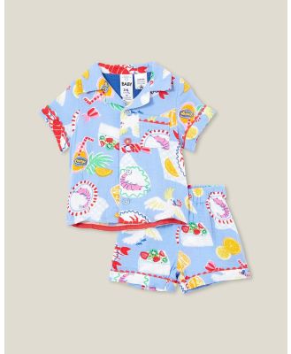 Cotton On Baby - Christmas Baby Woven PJ Set   Babies - Two-piece sets (Dusk Blue & Chrissy Table) Christmas Baby Woven PJ Set - Babies