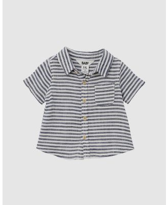 Cotton On Baby - Leonard Button Down Shirt   Babies - Shirts & Polos (In The Navy & Vanilla Rio Stripe) Leonard Button Down Shirt - Babies