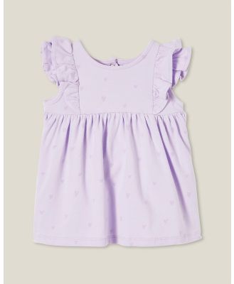 Cotton On Baby - Megan Sleeveless Ruffle Dress   Babies - Dresses (Vintage Lilac & Scattered Hearts) Megan Sleeveless Ruffle Dress - Babies