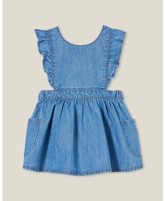 Cotton On Baby - Paige Ruffle Pinafore Dress   Babies - Dresses (Airlie Light Blue Wash) Paige Ruffle Pinafore Dress - Babies