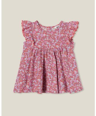 Cotton On Baby - Tess Flutter Sleeve Dress   Babies - Printed Dresses (Anthurium & Casey Floral) Tess Flutter Sleeve Dress - Babies