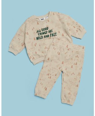 Cotton On Baby - Winnie The Pooh Alma Drop Shoulder Sweater & Freddie Track Pants Set   ICONIC EXCLUSIVE   Babies - 2 Piece (LCN Dis Winnie Wild And Free) Winnie The Pooh Alma Drop Shoulder Sweater & Freddie Track Pants Set - ICONIC EXCLUSIVE - Babies