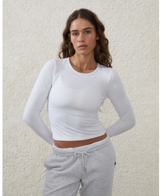 Cotton On Body Active - Ultra Soft Fitted Long Sleeve Top - Tops (WHITE) Ultra Soft Fitted Long Sleeve Top