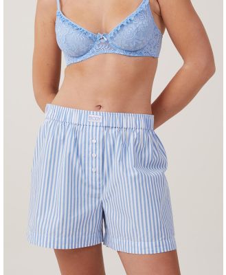 Cotton On Body - Boyfriend Boxer Shorts - Sleepwear (Marina Blue Stripe) Boyfriend Boxer Shorts