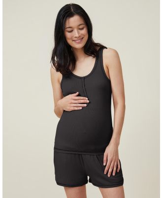 Cotton On Body - Sleep Recovery Maternity Relaxed Pocket Shorts - Sleepwear (Black Rib) Sleep Recovery Maternity Relaxed Pocket Shorts