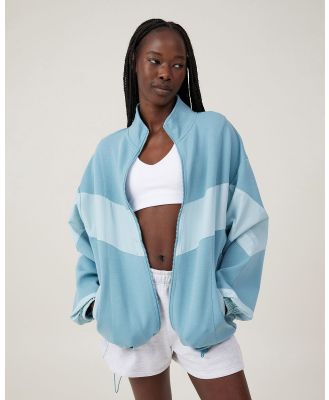 Cotton On Body - Spliced Fleece Zip Through Blue - Sports Tops & Bras (BLUE) Spliced Fleece Zip Through Blue