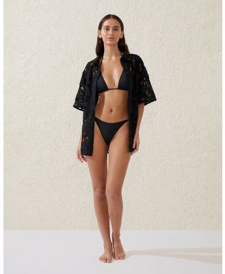 Cotton On Body - The Floral Vacation Beach Shirt Black - Swimwear (BLACK) The Floral Vacation Beach Shirt Black