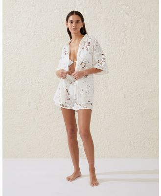 Cotton On Body - The Floral Vacation Beach Shirt White - Swimwear (WHITE) The Floral Vacation Beach Shirt White