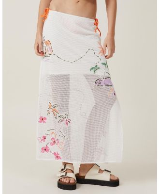 Cotton On - Florence Embroidered Midi Skirt - Skirts (Vacay Print) Florence Embroidered Midi Skirt