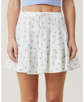 Cotton On - Haven Tiered Mini Skirt - Skirts (Audrey Ditsy Blue) Haven Tiered Mini Skirt