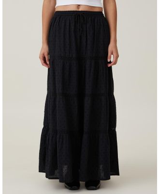 Cotton On - Indie Textured Tiered Maxi Skirt - Skirts (Black) Indie Textured Tiered Maxi Skirt