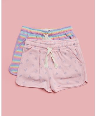 Cotton On Kids - 2 Pack Nina Knit Shorts   Babies Teens - Shorts (Rainbow Stripe, Blush Pink & Maisie Ditsy) 2-Pack Nina Knit Shorts - Babies-Teens