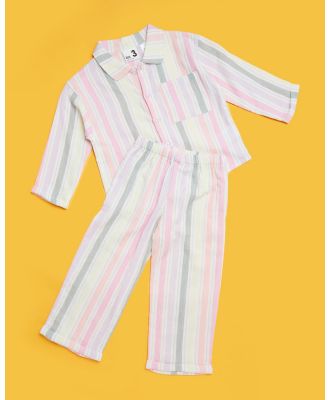 Cotton On Kids - Alice Long Sleeve Pyjama Set   Kids - Two-piece sets (Pink Gerbera Stripe) Alice Long Sleeve Pyjama Set - Kids