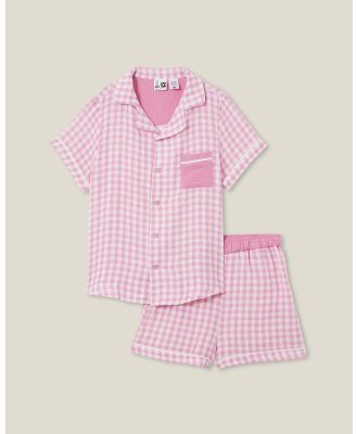 Cotton On Kids - Amy Short Sleeve Pyjama Set   Teens - Sleepwear (Pink Gerbera & Gingham Check) Amy Short Sleeve Pyjama Set - Teens