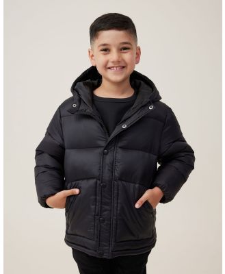 Cotton On Kids - Hunter Hooded Puffer Jacket Black - Coats & Jackets (BLACK) Hunter Hooded Puffer Jacket Black