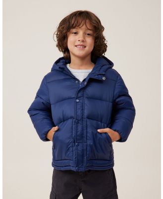 Cotton On Kids - Hunter Hooded Puffer Jacket - Coats & Jackets (BLUE) Hunter Hooded Puffer Jacket